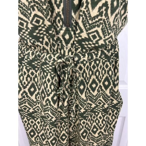Corey Lynn Calter Short Sleeve Jumpsuit Size XS Green Tan Aztec Batik Summer - Picture 4 of 8